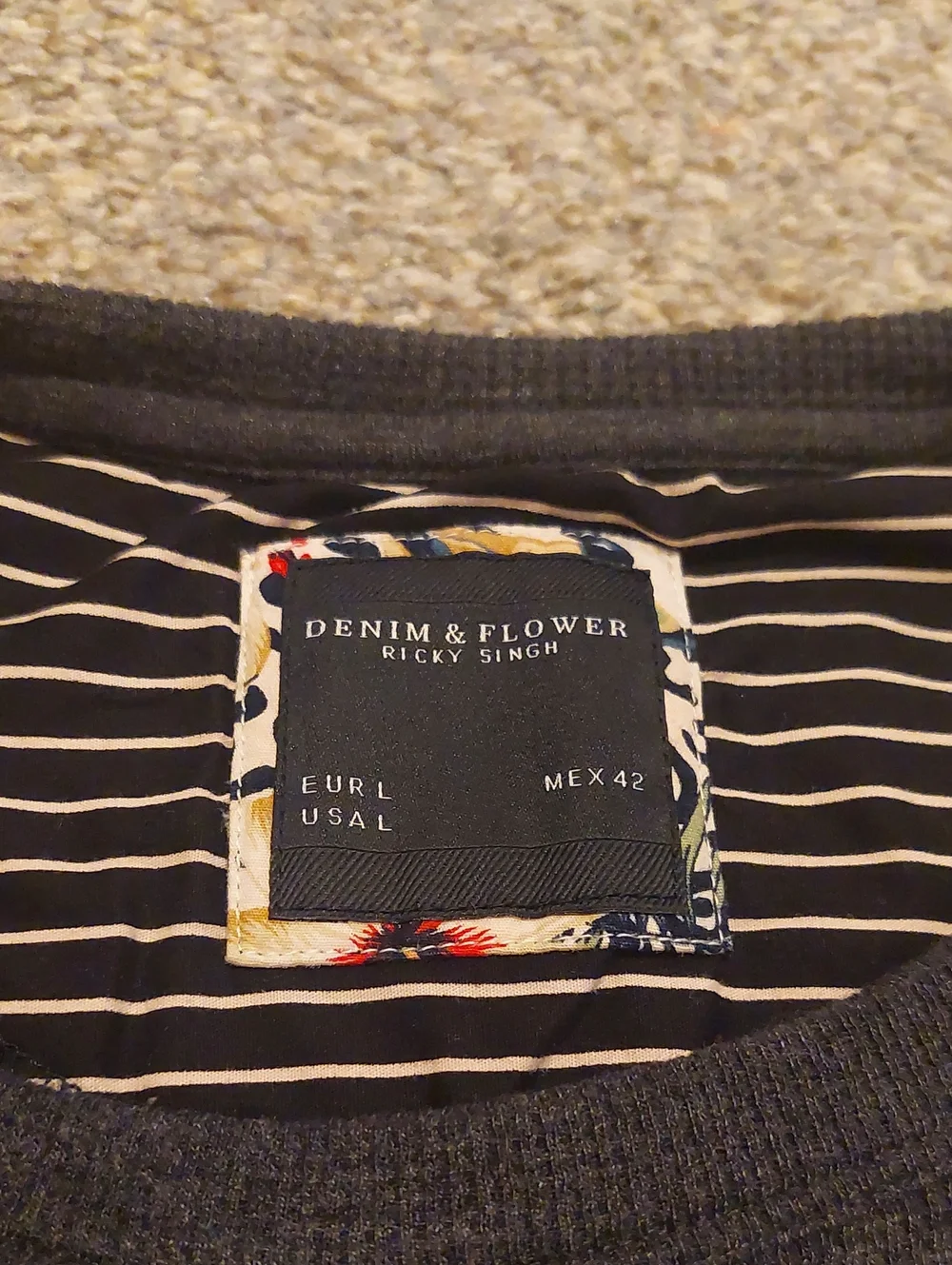 Denim & Flower Waffle Weave Shirt